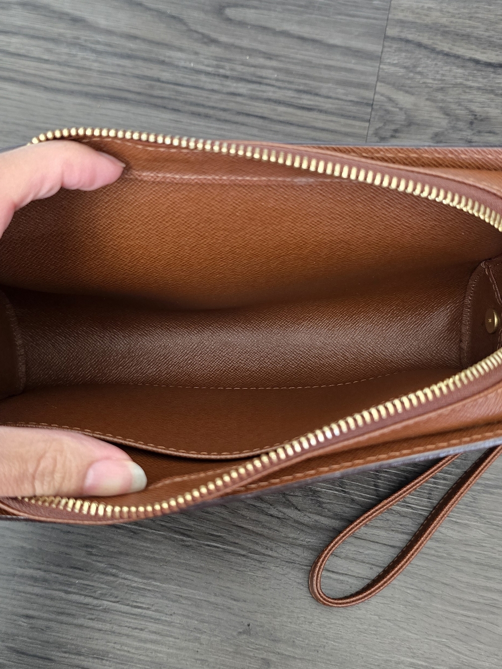 Louis Vuitton Brown and Gold Monogram Wristlet Pouch - Picture 7 of 14